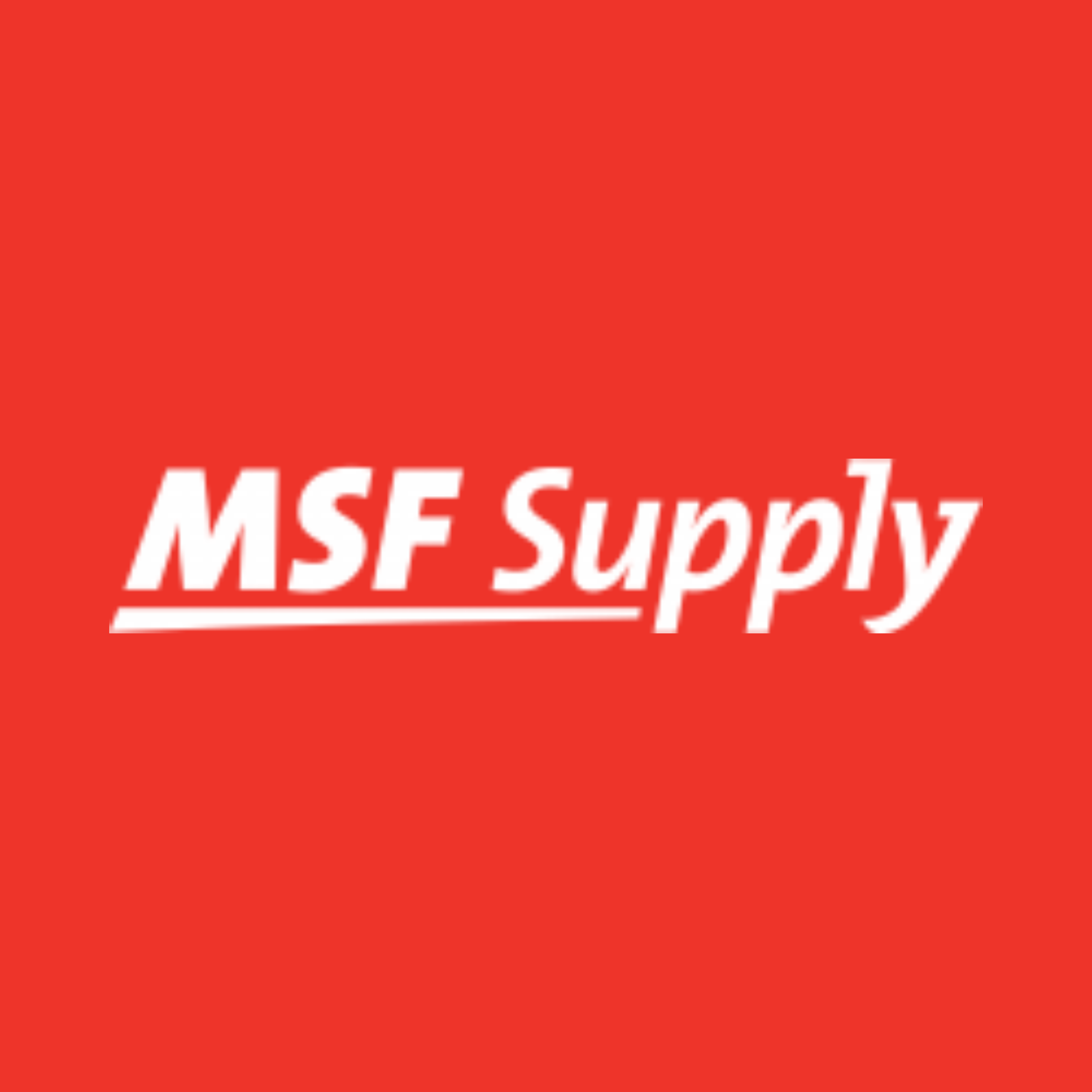 Msf supply logo on a red background.