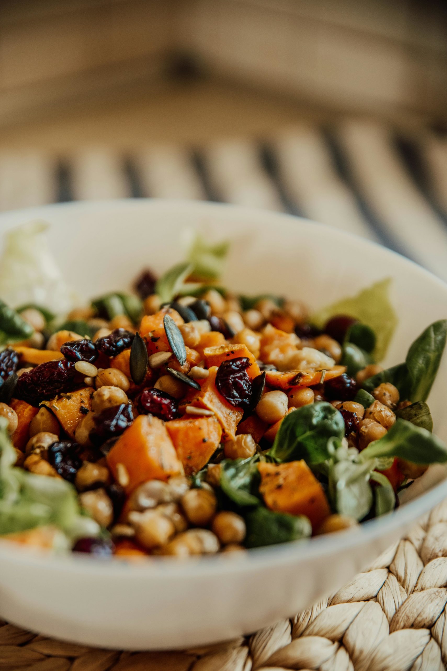 Vegetables and chickpeas, plant-based proteins
